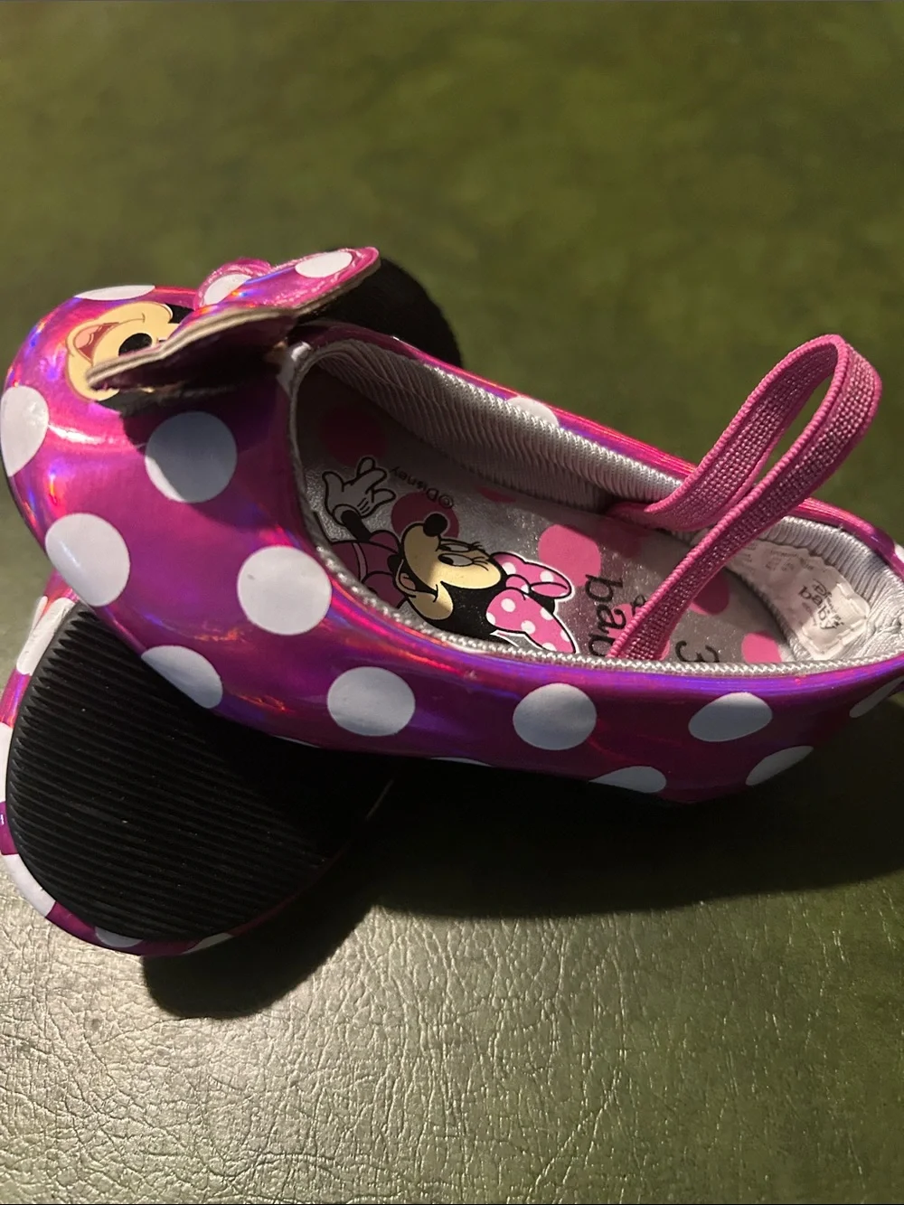 Disney Baby Minnie Mouse Shiny Pink Polka Dot Slip-On Shoes